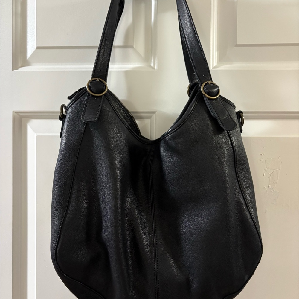 Chic Black Leather Hobo Bag Fat Face